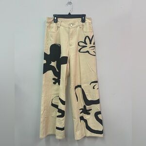 Cider Beige Pants With Black Design Sz S